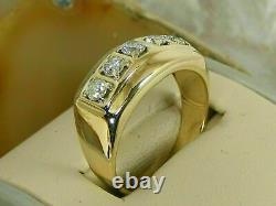 3.00Ct Round Cut Diamond Engagement Wedding Men's Band Ring 14K Yellow Gold Over