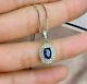 3.00 Ct Oval Cut Simulated Sapphire Women's Fancy Pendant 14k White Gold Plated