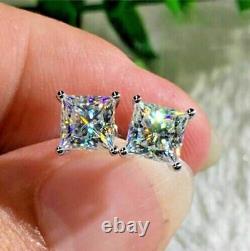 3.0Ct Princes-Cut Lab Created Diamond Lovely Stud Earrings 14K White Gold Plated