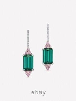 3.15 Ct Emerald Lab-Created Emerald Drop/Dangle Earrings 14k White Gold Plated