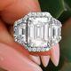 3.25ct Moissanite Emerald Cut Three Stone Engagement Ring 14k White Gold Plated