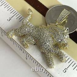 3.50 CT Round Moissanite Lion Shape Charm Pendant 14K Yellow Gold Plated Silver