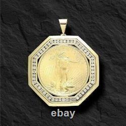 3.50 Ct Round Cut Lab-Created Lady Liberty Coin Pendant 14K Yellow Gold Plated