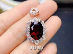 3.70 Ct Oval Cut Simulated Red Garnet Halo Pendant Chain In 14k Rose Gold Plated
