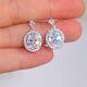 3.82ct Oval Moissanite Accent 0.4ct Round Diamond Halo Earring's 14kt White Gold