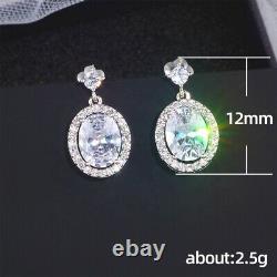3.82Ct Oval Moissanite Accent 0.4Ct Round Diamond Halo Earring's 14kt White Gold