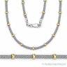 3.9mm Bead 2.4mm Mesh Link Chain Necklace. 925 Sterling Silver & 14k Yellow Gold