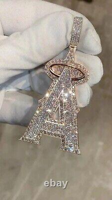 3 Ct Round Cut Simulated Diamond''A'' Letter Pendant 14K Yellow Gold Plated