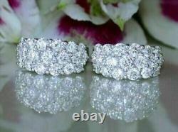 3 Ct Round Cut VVS1/D Diamond Woman's Huggie Hoop Earrings 14k White Gold Finish
