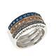 3pc. 49ctw Black, Blue & Champagne Diamond Sterling Silver Band Rings, Size 6