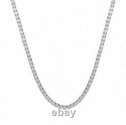 40Ct Round Cut DVVS1 Diamond Simulated Tennis Necklace Solid 14K White Gold FN