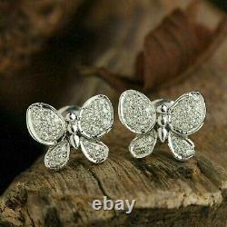 4CT Round Cut Simulated Moissanite Butterfly Earrings 14k Yellow Gold Plated