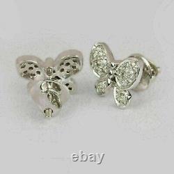 4CT Round Cut Simulated Moissanite Butterfly Earrings 14k Yellow Gold Plated