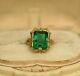 4ct Emerald Cut Lab Created Green Emerald Engagement Ring 14k Yellow Gold Plated