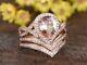 4ct Infinity Pear Shape Morganite Engagement Ring Set Diamond 14k Rose Gold Over