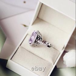 4Ct Oval Cut Lab Created Amethyst Engagement Ring 14K White Gold Silver Plated