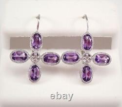 4Ct Oval Cut Simulated Amethyst Drop Dangle Earrings 14K White Gold Plated