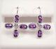 4ct Oval Cut Simulated Amethyst Drop Dangle Earrings 14k White Gold Plated