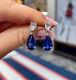 4ct Pear Cut Simulated Blue Sapphire Drop/dangle Earrings 14k White Gold Plated