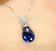 4ct Pear Cut Simulated Blue Sapphire Women's Pendant Chain 14k White Gold Plated