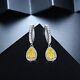 4ct Pear Cut Simulated Yellow Citrine Drop Dangle Earrings 14k White Gold Plated