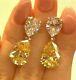 4ct Pear Cut Yellow Citrine Lab Created Drop Dangle Earrings 14k White Gold Over