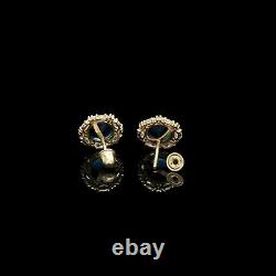 4Ct Round Cut Simulated Blue Sapphire Halo Stud Earrings 14K Yellow Gold Plated
