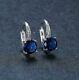 4ct Round Lab-created Blue Sapphire Drop Dangle Earrings 14k White Gold Finish