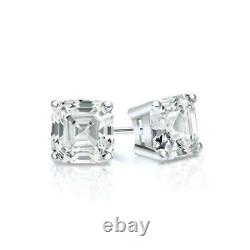 4.00 Ct Asscher Cut Diamond Stud Earrings Birthday Gift Jewelry 14K White Gold