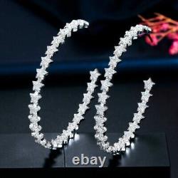 4.00 Ct Round Cut Simulated Diamond Huggie Hoop Earrings 14K White Gold Plated