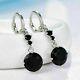 4.20ctround Cut Simulate Black Spinel Drop Dangle Earrings 14k White Gold Plated