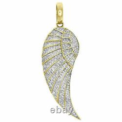 4.20Ct Round Simulated Diamond Angel Wing Feather Pendant 14K Yellow Gold Plated