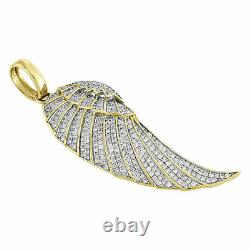 4.20Ct Round Simulated Diamond Angel Wing Feather Pendant 14K Yellow Gold Plated