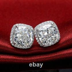 4.25 Ct Cushion Cut Diamond Stud Earring Gift Jewelry For Her 14K White Gold