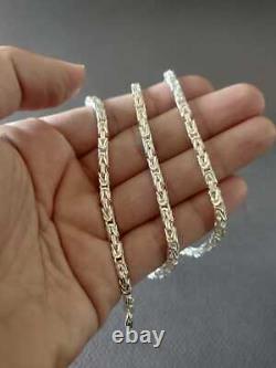 4mm Mens Byzantine Rope Chain Necklace Square 925 Sterling Silver 59GR 26Inch
