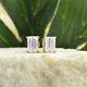 4x6mm Emerald Cut Lab Created Moissanite Diamond Solitaire Stud Earring Silver