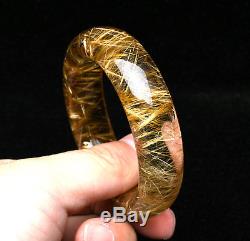52mm Natural Gold Quartz Golden Hair Rutilated Titanium Crystal Bangle Bracelet