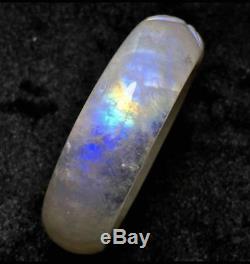 54mm Natural Burma Moonstone Rainbow Blue Light Bangle Bracelet Handmade AAAA