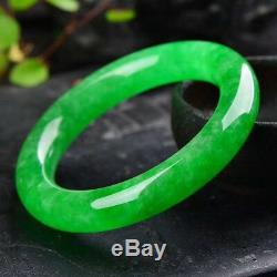 56mm Natural Emerald Green Jadeite Jade Bangle Bracelet Handmade