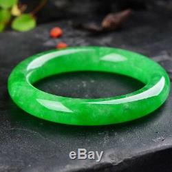 56mm Natural Emerald Green Jadeite Jade Bangle Bracelet Handmade