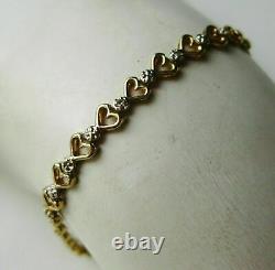 5Ct Round Cut Diamond Heart Chain Link Tennis 7 Bracelet 14k Yellow Gold Finish