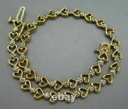 5Ct Round Cut Diamond Heart Chain Link Tennis 7 Bracelet 14k Yellow Gold Finish