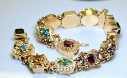 5.00Ct Multi Gemstone Lab Created Diamond Tennis Bracelet 14k Yellow Gold PLated
