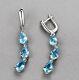 6ct Pear Cut Lab Created Blue Topaz Drop Dangle Earrings 14k White Gold Plated