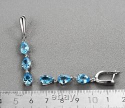 6Ct Pear Cut Lab Created Blue Topaz Drop Dangle Earrings 14K White Gold Plated