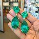 6.5ctpear Cut Simulate Emerald Women Drop/dangle Earrings 14k Yellow Gold Plated