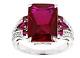 7.42ct Red Ruby & Moissanites 935 Argentium Silver Women's Beautiful Ring