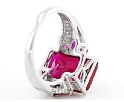 7.42CT Red Ruby & Moissanites 935 Argentium Silver Women's Beautiful Ring