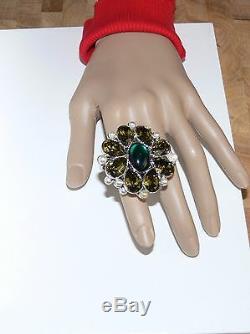 $800 Christian Dior Embellished Flower Crystal Ring Size 6 France