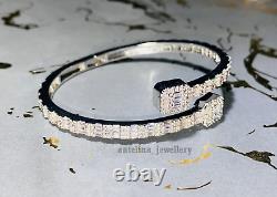 8Ct Baguette Cut Simulated Diamond Charm Bangle Bracelet 14K White Gold Plated